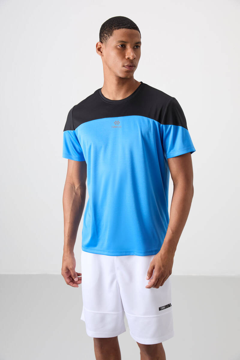 TOMMYLIFE - Tommylife Wholesale Crew Neck Standard Fit Active Sports Men's T-Shirt 88386 Saxe