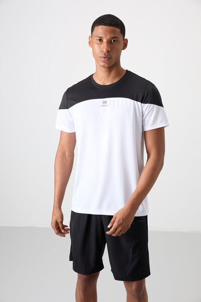 Tommylife Wholesale Crew Neck Standard Fit Active Sports Men's T-Shirt 88386 White - Thumbnail