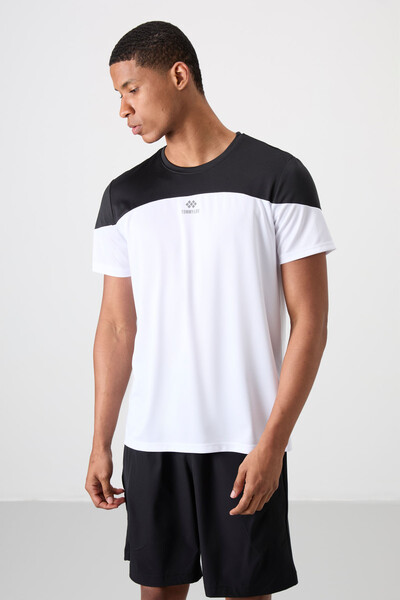 Tommylife Wholesale Crew Neck Standard Fit Active Sports Men's T-Shirt 88386 White - Thumbnail