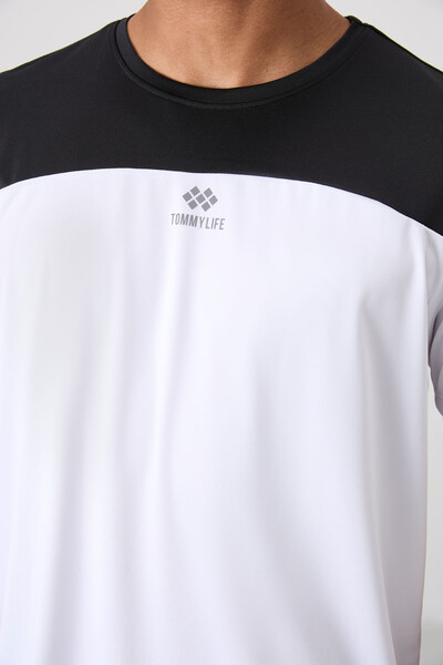 Tommylife Wholesale Crew Neck Standard Fit Active Sports Men's T-Shirt 88386 White - Thumbnail