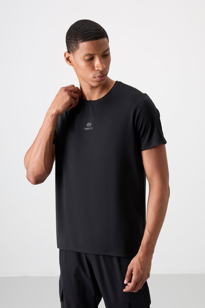 Tommylife Wholesale Crew Neck Standard Fit Active Sports Men's T-Shirt 88387 Black - Thumbnail