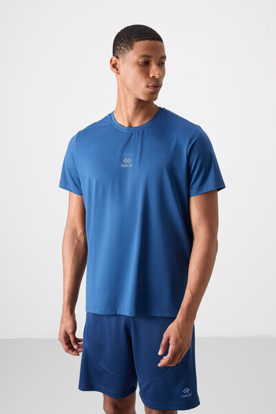 Tommylife Wholesale Crew Neck Standard Fit Active Sports Men's T-Shirt 88387 Parliament - Thumbnail