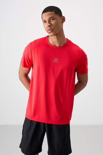 Tommylife Wholesale Crew Neck Standard Fit Active Sports Men's T-Shirt 88387 Red - Thumbnail