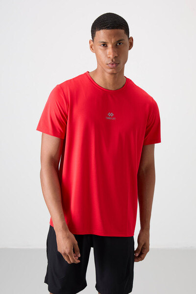 Tommylife Wholesale Crew Neck Standard Fit Active Sports Men's T-Shirt 88387 Red - Thumbnail