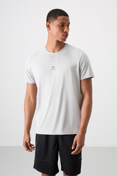 Tommylife Wholesale Crew Neck Standard Fit Active Sports Men's T-Shirt 88387 Stone - Thumbnail