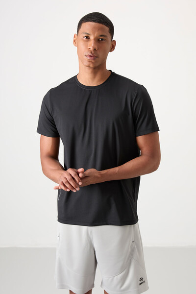 Tommylife Wholesale Crew Neck Standard Fit Active Sports Men's T-Shirt 88388 Black - Thumbnail