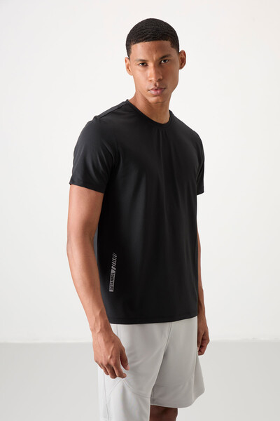 Tommylife Wholesale Crew Neck Standard Fit Active Sports Men's T-Shirt 88388 Black - Thumbnail