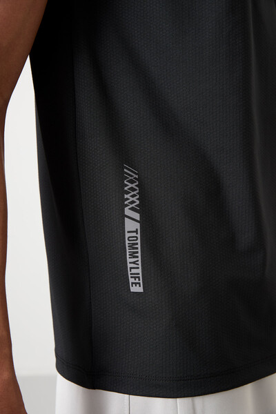 Tommylife Wholesale Crew Neck Standard Fit Active Sports Men's T-Shirt 88388 Black - Thumbnail