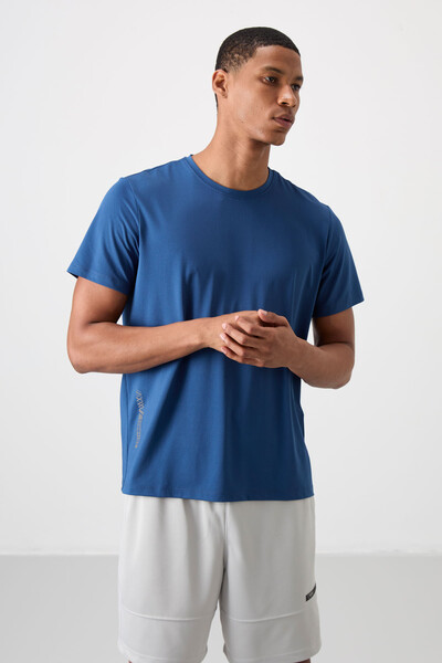 Tommylife Wholesale Crew Neck Standard Fit Active Sports Men's T-Shirt 88388 Parliament - Thumbnail