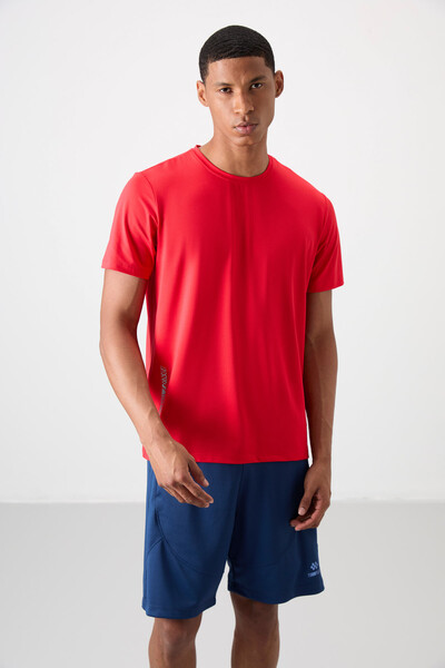 Tommylife Wholesale Crew Neck Standard Fit Active Sports Men's T-Shirt 88388 Red - Thumbnail