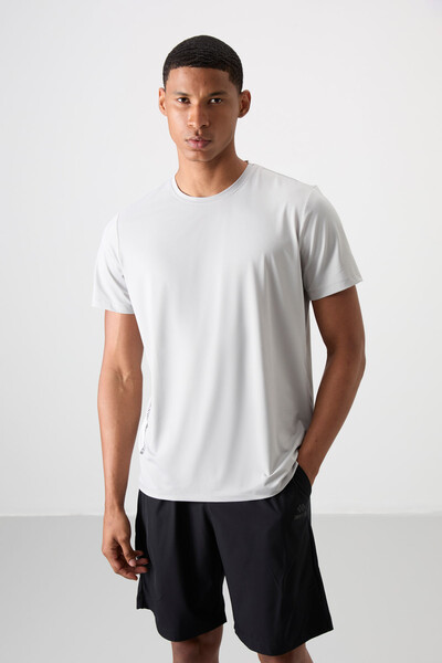 Tommylife Wholesale Crew Neck Standard Fit Active Sports Men's T-Shirt 88388 Stone - Thumbnail