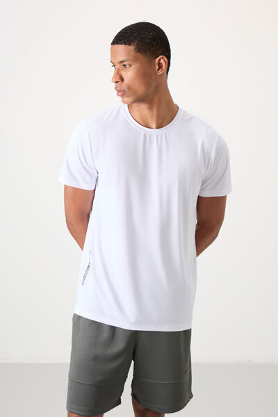 Tommylife Wholesale Crew Neck Standard Fit Active Sports Men's T-Shirt 88388 White - Thumbnail