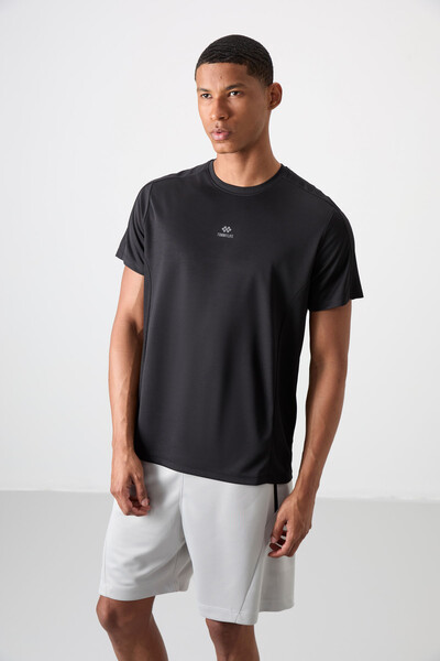 Tommylife Wholesale Crew Neck Standard Fit Active Sports Men's T-Shirt 88390 Black - Thumbnail