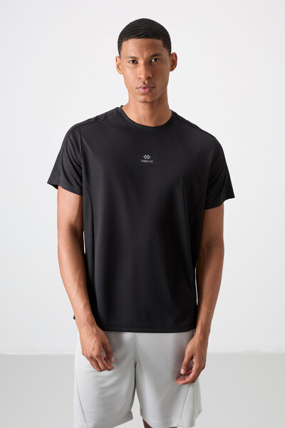 Tommylife Wholesale Crew Neck Standard Fit Active Sports Men's T-Shirt 88390 Black - Thumbnail