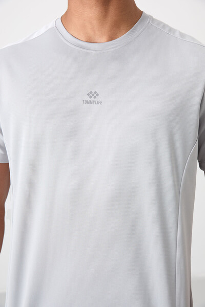 Tommylife Wholesale Crew Neck Standard Fit Active Sports Men's T-Shirt 88390 Gray - Thumbnail