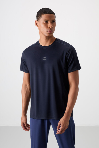 Tommylife Wholesale Crew Neck Standard Fit Active Sports Men's T-Shirt 88390 Navy Blue - Thumbnail