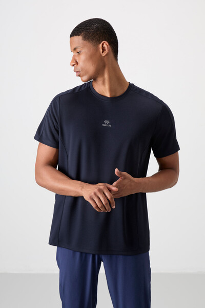 Tommylife Wholesale Crew Neck Standard Fit Active Sports Men's T-Shirt 88390 Navy Blue - Thumbnail