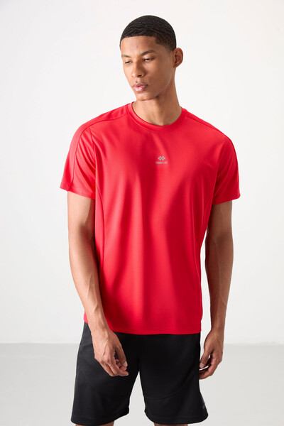 Tommylife Wholesale Crew Neck Standard Fit Active Sports Men's T-Shirt 88390 Red - Thumbnail