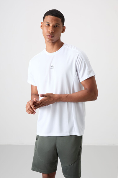 Tommylife Wholesale Crew Neck Standard Fit Active Sports Men's T-Shirt 88390 White - Thumbnail