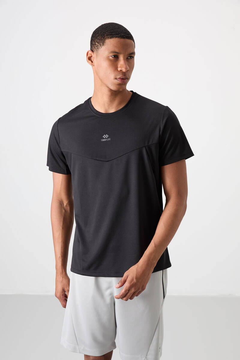 TOMMYLIFE - Tommylife Wholesale Crew Neck Standard Fit Active Sports Men's T-Shirt 88391 Black