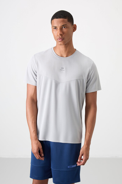 Tommylife Wholesale Crew Neck Standard Fit Active Sports Men's T-Shirt 88391 Gray - Thumbnail