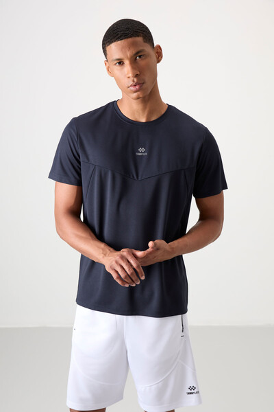 Tommylife Wholesale Crew Neck Standard Fit Active Sports Men's T-Shirt 88391 Navy Blue - Thumbnail