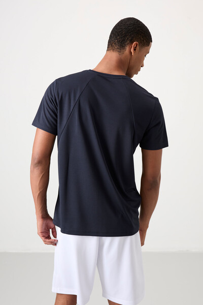 Tommylife Wholesale Crew Neck Standard Fit Active Sports Men's T-Shirt 88391 Navy Blue - Thumbnail
