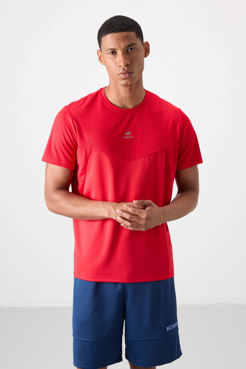 TOMMYLIFE - Tommylife Wholesale Crew Neck Standard Fit Active Sports Men's T-Shirt 88391 Red