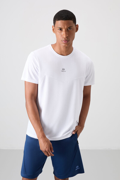 Tommylife Wholesale Crew Neck Standard Fit Active Sports Men's T-Shirt 88391 White - Thumbnail