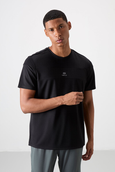 Tommylife Wholesale Crew Neck Standard Fit Active Sports Men's T-Shirt 88396 Black - Thumbnail