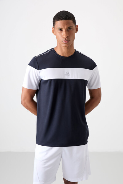 Tommylife Wholesale Crew Neck Standard Fit Active Sports Men's T-Shirt 88396 Navy Blue - Thumbnail