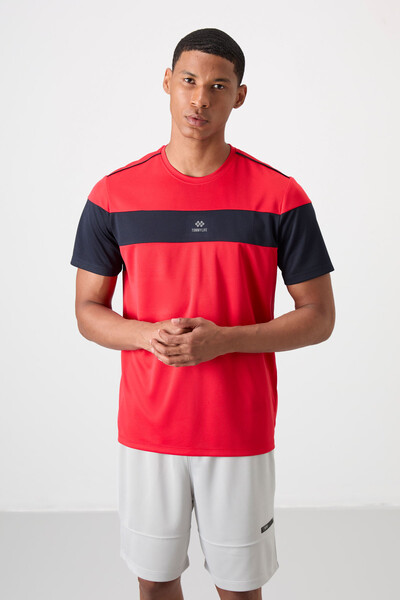 Tommylife Wholesale Crew Neck Standard Fit Active Sports Men's T-Shirt 88396 Red - Thumbnail