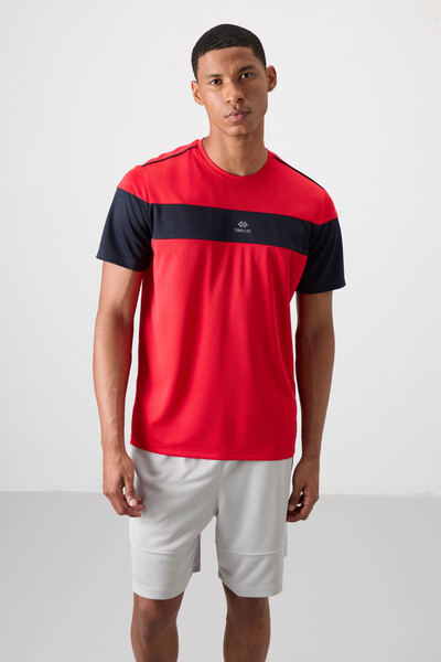 Tommylife Wholesale Crew Neck Standard Fit Active Sports Men's T-Shirt 88396 Red - Thumbnail