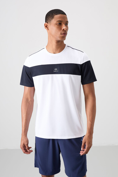 Tommylife Wholesale Crew Neck Standard Fit Active Sports Men's T-Shirt 88396 White - Thumbnail