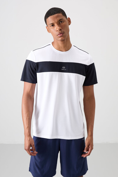 Tommylife Wholesale Crew Neck Standard Fit Active Sports Men's T-Shirt 88396 White - Thumbnail