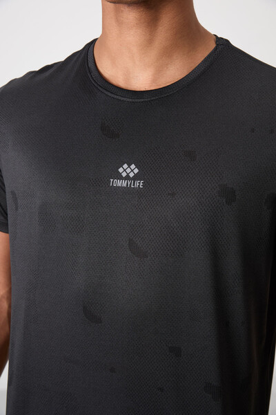 Tommylife Wholesale Crew Neck Standard Fit Active Sports Men's T-Shirt 88397 Black - Thumbnail