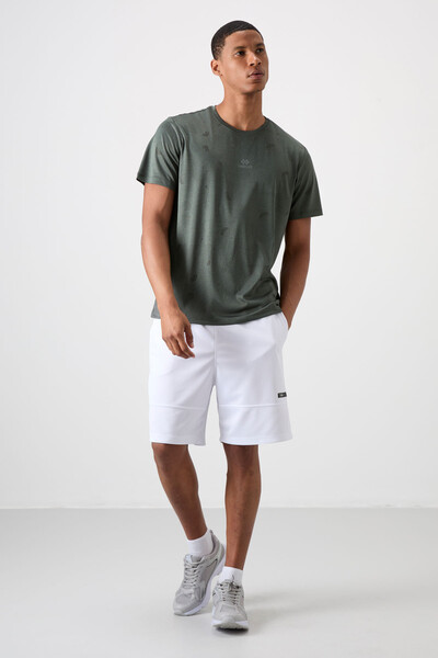 Tommylife Wholesale Crew Neck Standard Fit Active Sports Men's T-Shirt 88397 Khaki - Thumbnail