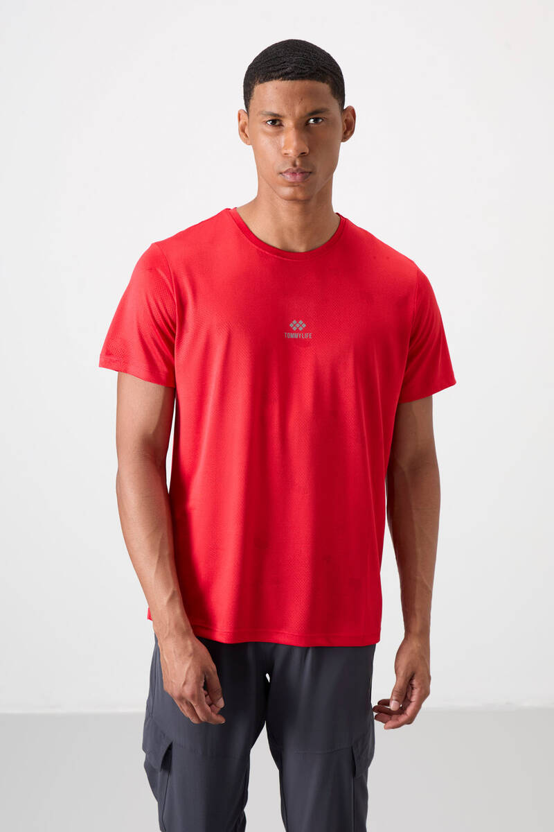TOMMYLIFE - Tommylife Wholesale Crew Neck Standard Fit Active Sports Men's T-Shirt 88397 Red