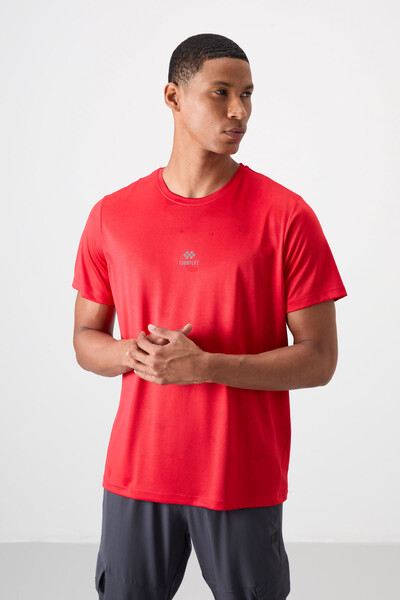 Tommylife Wholesale Crew Neck Standard Fit Active Sports Men's T-Shirt 88397 Red - Thumbnail