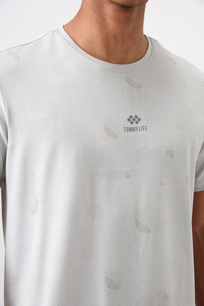Tommylife Wholesale Crew Neck Standard Fit Active Sports Men's T-Shirt 88397 Stone - Thumbnail