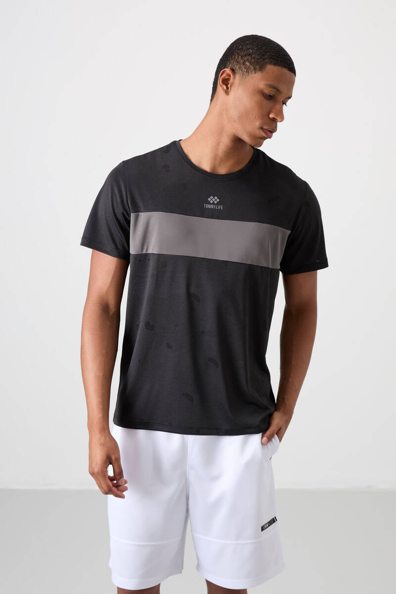 TOMMYLIFE - Tommylife Wholesale Crew Neck Standard Fit Active Sports Men's T-Shirt 88398 Black