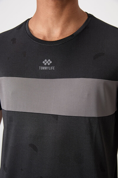 Tommylife Wholesale Crew Neck Standard Fit Active Sports Men's T-Shirt 88398 Black - Thumbnail