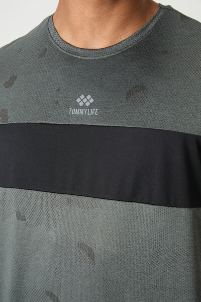 Tommylife Wholesale Crew Neck Standard Fit Active Sports Men's T-Shirt 88398 Khaki - Thumbnail