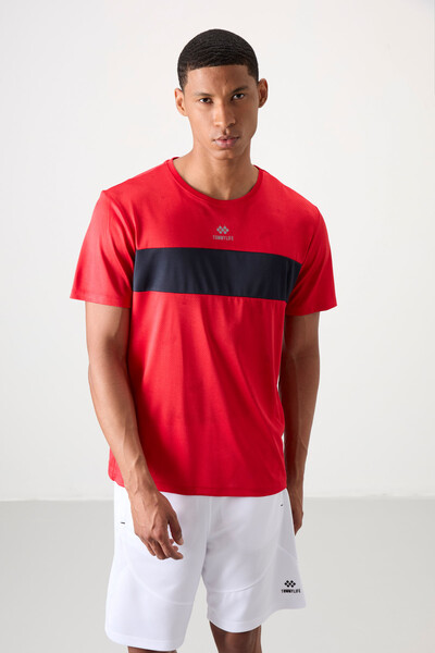 Tommylife Wholesale Crew Neck Standard Fit Active Sports Men's T-Shirt 88398 Red - Thumbnail