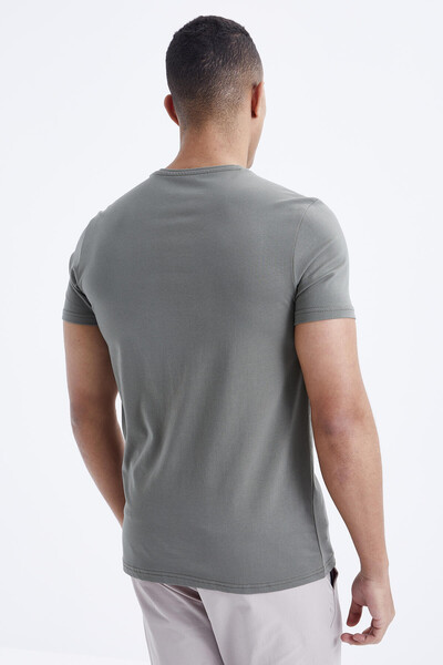 Tommylife Wholesale Crew Neck Standard Fit Basic Men's T-Shirt 87911 Almond Green - 8