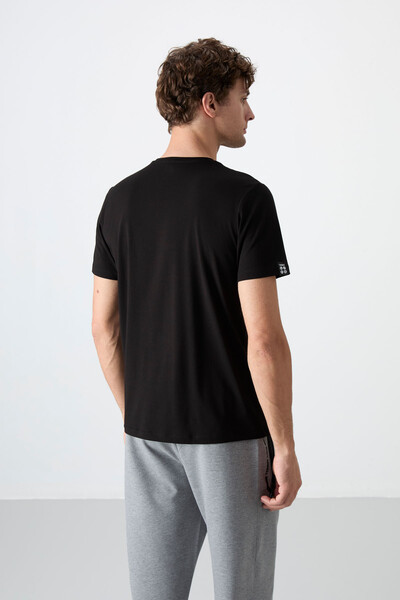 Tommylife Wholesale Crew Neck Standard Fit Basic Men's T-Shirt 87911 Black - Thumbnail