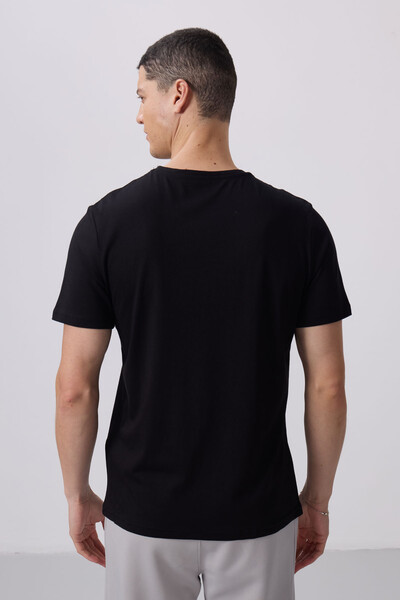 Tommylife Wholesale Crew Neck Standard Fit Basic Men's T-Shirt 87911 Black - Thumbnail