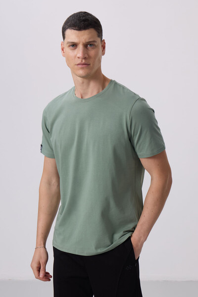 Tommylife Wholesale Crew Neck Standard Fit Basic Men's T-Shirt 87911 Cactus - Thumbnail