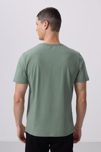 Tommylife Wholesale Crew Neck Standard Fit Basic Men's T-Shirt 87911 Cactus - Thumbnail