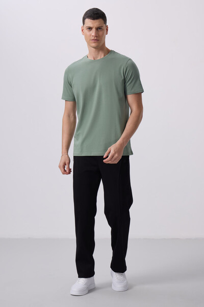 Tommylife Wholesale Crew Neck Standard Fit Basic Men's T-Shirt 87911 Cactus - Thumbnail